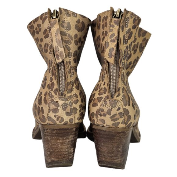 Matissa Premier Leopard Print Suede Leather Ankle Heeled Bootie Shoes Sz 6.5 - Picture 4 of 12